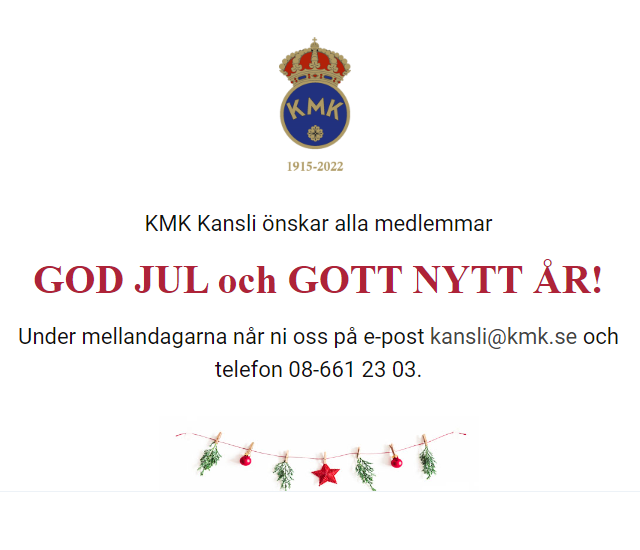 KMK Kansli önskar alla medlemmar GOD JUL och  GOTT NYTT ÅR!